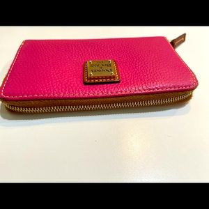 Dooney & Bourke pink and brown leather wallet